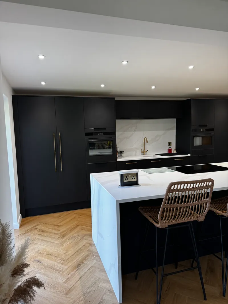 Completed luxury kitchen rewire in Burton Latimer — new circuits, island socket and premium lighting by Entigen