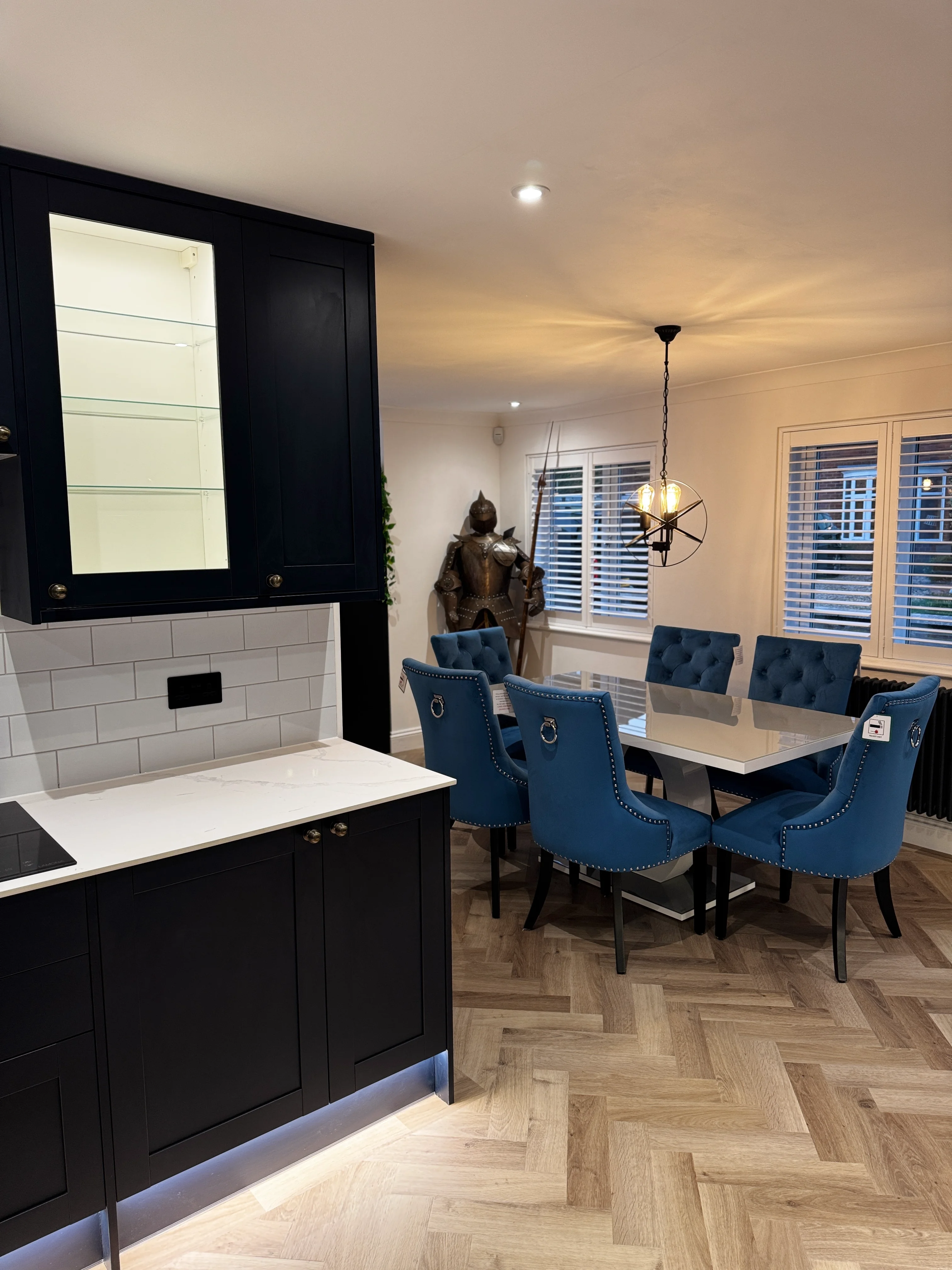 Kitchen LED strip lighting installed by Entigen as part of a Kettering property renovation
