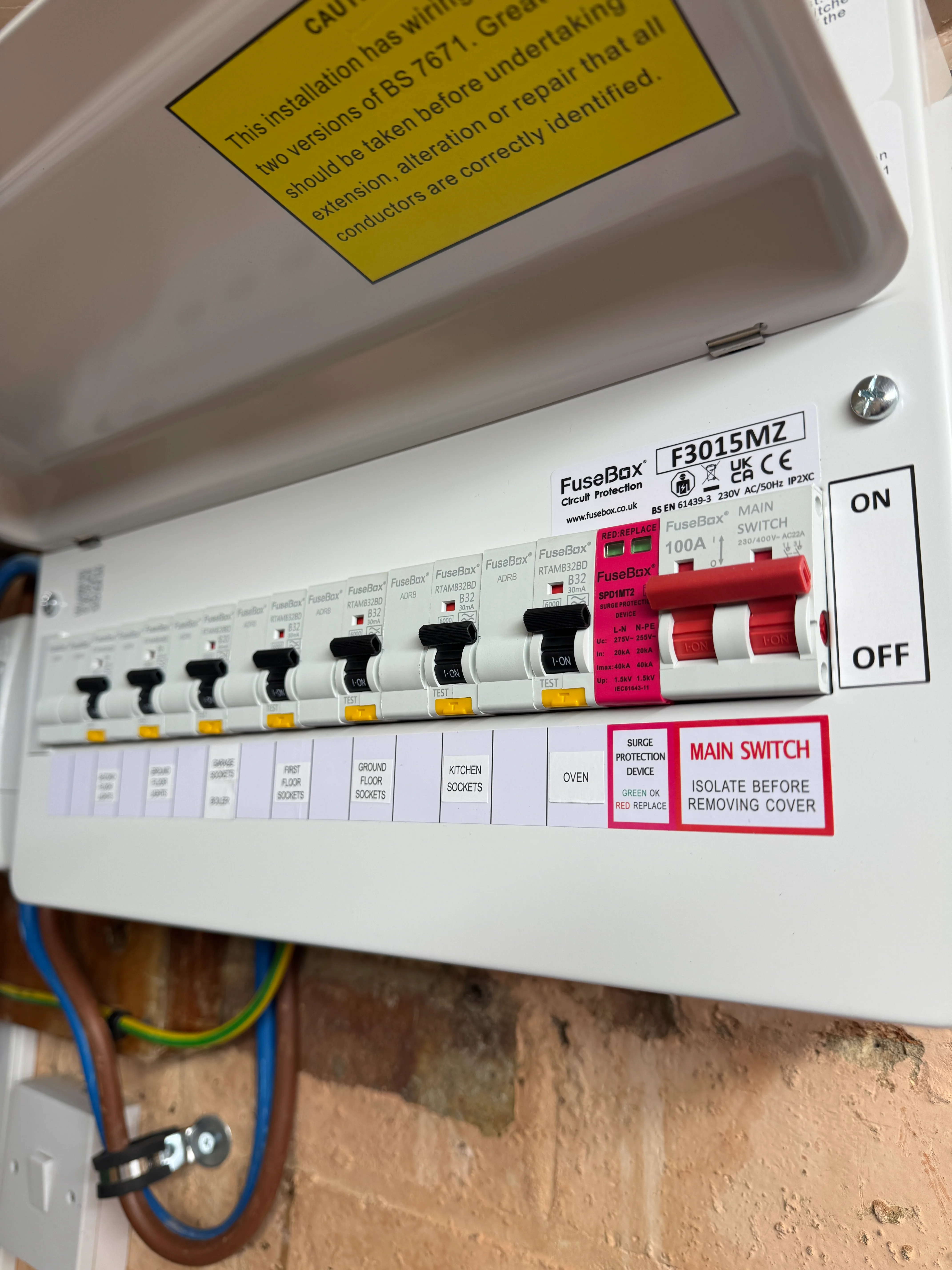 Garage electrical power installation by Entigen in Kettering